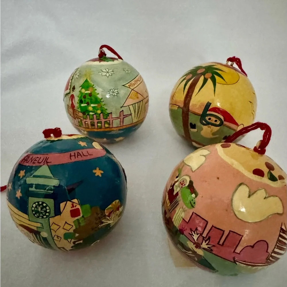 Bloomingdales‎ Paper Mache Christmas Ornaments Boston California